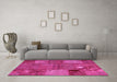 Machine Washable Patchwork Pink Transitional Rug in a Living Room, wshcon941pnk