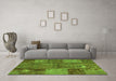 Machine Washable Patchwork Green Transitional Area Rugs in a Living Room,, wshcon941grn