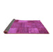 Sideview of Patchwork Purple Transitional Rug, con941pur