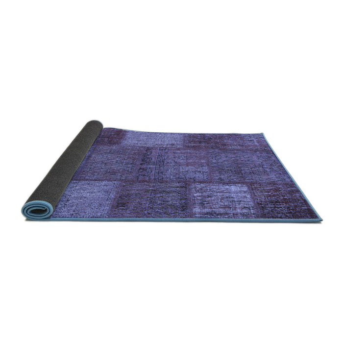 Sideview of Patchwork Blue Transitional Rug, con941blu