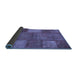 Sideview of Patchwork Blue Transitional Rug, con941blu