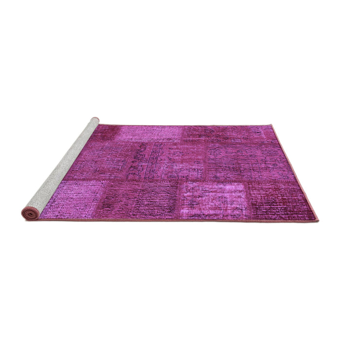 Sideview of Machine Washable Patchwork Purple Transitional Area Rugs, wshcon941pur