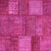 Square Machine Washable Patchwork Pink Transitional Rug, wshcon941pnk