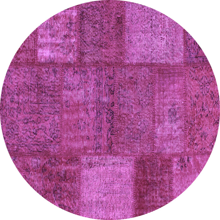 Round Patchwork Purple Transitional Rug, con941pur