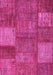 Machine Washable Patchwork Pink Transitional Rug, wshcon941pnk
