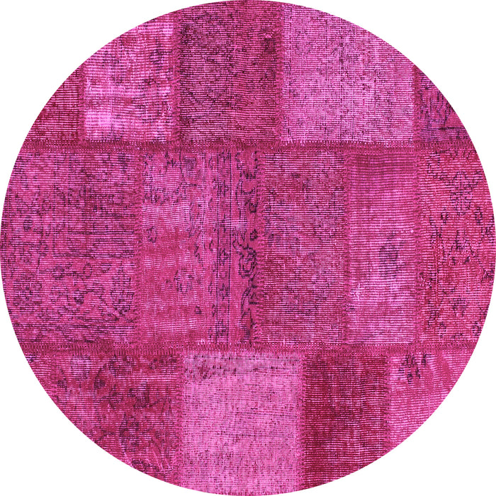 Round Patchwork Pink Transitional Rug, con941pnk