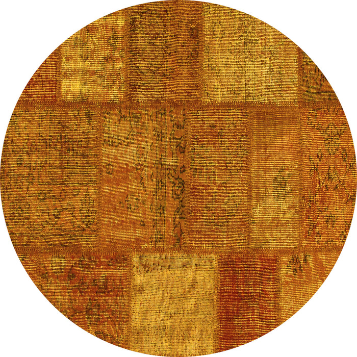 Round Patchwork Yellow Transitional Rug, con941yw