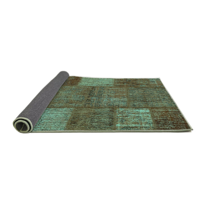 Sideview of Patchwork Turquoise Transitional Rug, con941turq