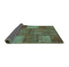 Sideview of Patchwork Turquoise Transitional Rug, con941turq