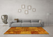 Machine Washable Patchwork Yellow Transitional Rug in a Living Room, wshcon941yw