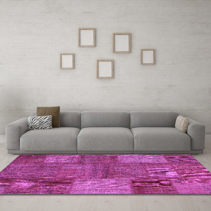 Machine Washable Patchwork Purple Transitional Area Rugs in a Living Room, wshcon941pur