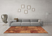 Machine Washable Patchwork Brown Transitional Rug in a Living Room,, wshcon941brn