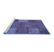 Sideview of Machine Washable Patchwork Blue Transitional Rug, wshcon941blu