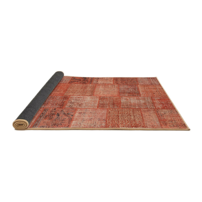 Thickness of Contemporary Red Patchwork Rug, con942