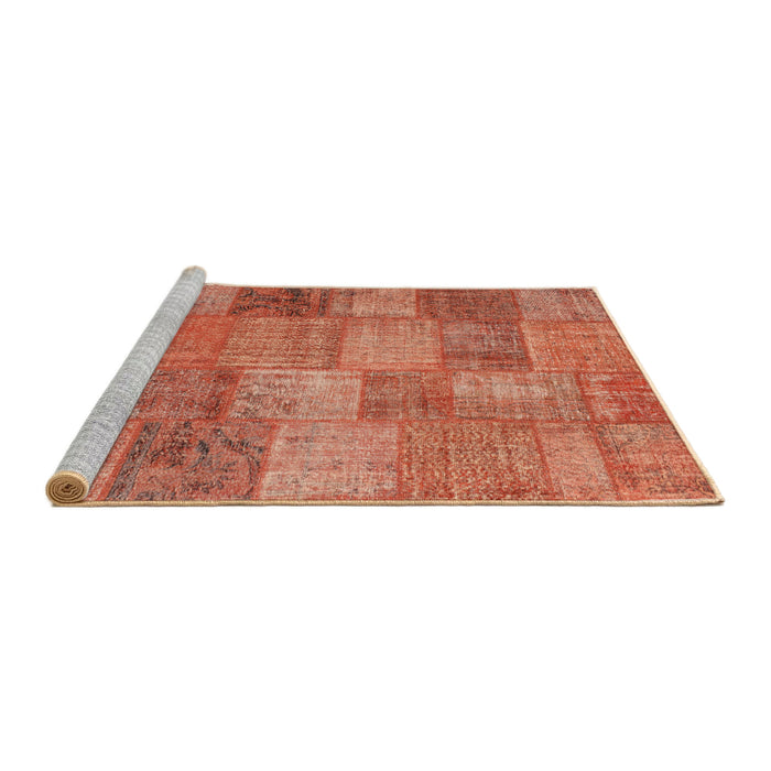 Serging Thickness of Machine Washable Contemporary Fire Red Rug, wshcon942