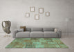 Machine Washable Patchwork Turquoise Transitional Area Rugs in a Living Room,, wshcon942turq