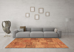Machine Washable Patchwork Brown Transitional Rug in a Living Room,, wshcon942brn
