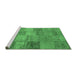 Sideview of Machine Washable Patchwork Emerald Green Transitional Area Rugs, wshcon942emgrn