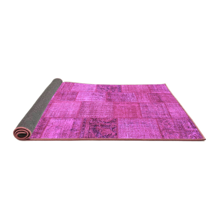 Sideview of Patchwork Purple Transitional Rug, con942pur