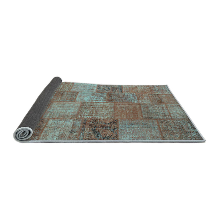 Sideview of Patchwork Light Blue Transitional Rug, con942lblu
