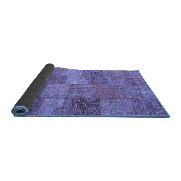 Sideview of Patchwork Blue Transitional Rug, con942blu