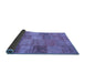 Sideview of Patchwork Blue Transitional Rug, con942blu