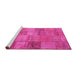 Sideview of Machine Washable Patchwork Pink Transitional Rug, wshcon942pnk