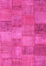 Machine Washable Patchwork Pink Transitional Rug, wshcon942pnk