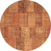 Round Patchwork Brown Transitional Rug, con942brn