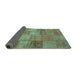 Sideview of Patchwork Turquoise Transitional Rug, con942turq