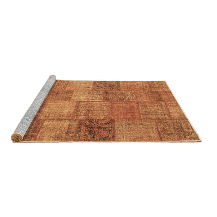 Sideview of Machine Washable Patchwork Brown Transitional Rug, wshcon942brn
