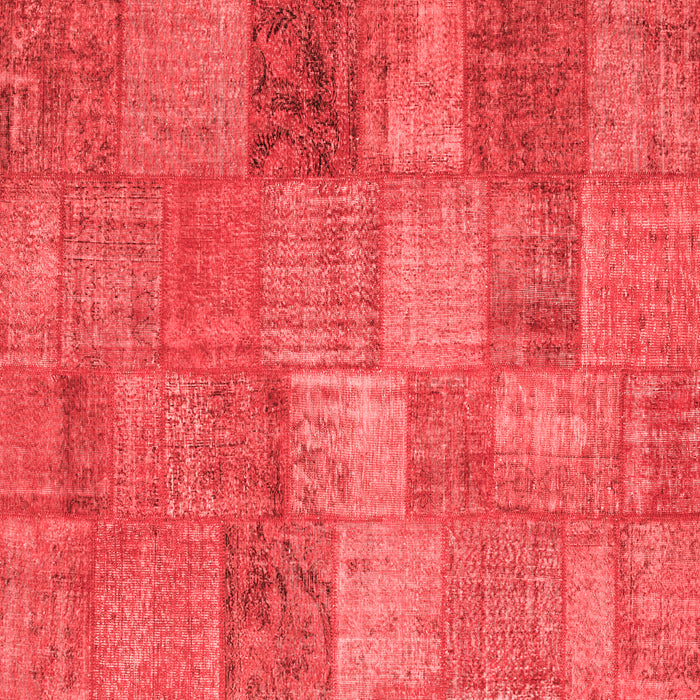 Machine Washable Patchwork Red Transitional Rug, wshcon942red