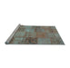 Sideview of Machine Washable Patchwork Light Blue Transitional Rug, wshcon942lblu