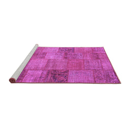 Sideview of Machine Washable Patchwork Purple Transitional Area Rugs, wshcon942pur