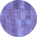 Round Patchwork Blue Transitional Rug, con942blu