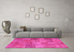 Machine Washable Patchwork Pink Transitional Rug in a Living Room, wshcon942pnk