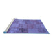 Sideview of Machine Washable Patchwork Blue Transitional Rug, wshcon942blu