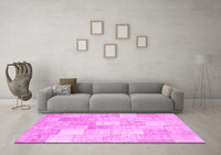 Machine Washable Abstract Pink Contemporary Rug, wshcon943pnk