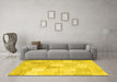 Machine Washable Abstract Yellow Contemporary Rug in a Living Room, wshcon943yw