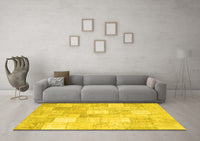Machine Washable Abstract Yellow Contemporary Rug, wshcon943yw