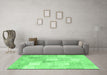 Machine Washable Abstract Emerald Green Contemporary Area Rugs in a Living Room,, wshcon943emgrn