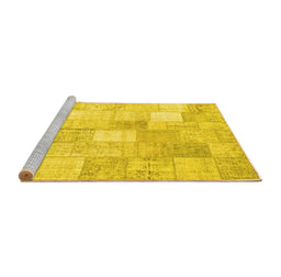 Sideview of Machine Washable Abstract Yellow Contemporary Rug, wshcon943yw
