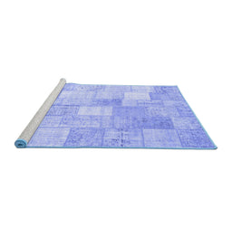 Sideview of Machine Washable Abstract Blue Contemporary Rug, wshcon943blu