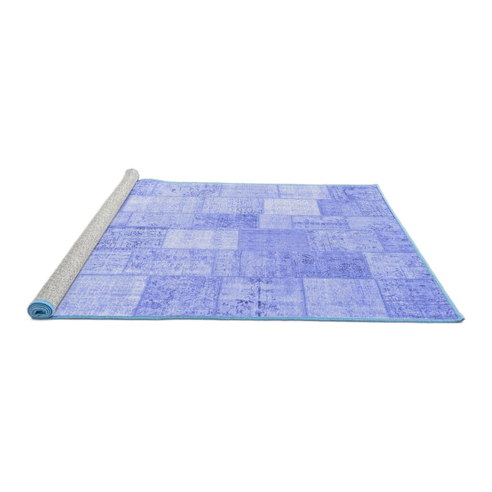 Sideview of Machine Washable Abstract Blue Contemporary Rug, wshcon943blu