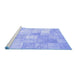 Sideview of Machine Washable Abstract Blue Contemporary Rug, wshcon943blu