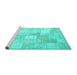 Sideview of Machine Washable Abstract Turquoise Contemporary Area Rugs, wshcon943turq