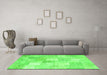 Machine Washable Abstract Green Contemporary Area Rugs in a Living Room,, wshcon943grn