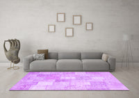 Machine Washable Abstract Purple Contemporary Rug, wshcon943pur
