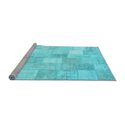 Sideview of Machine Washable Abstract Light Blue Contemporary Rug, wshcon943lblu