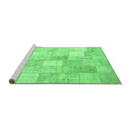 Sideview of Machine Washable Abstract Emerald Green Contemporary Area Rugs, wshcon943emgrn